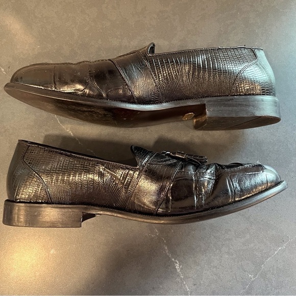 Stacy Adams sz 11 black snakeskin leather tassel loafers - Picture 9 of 16